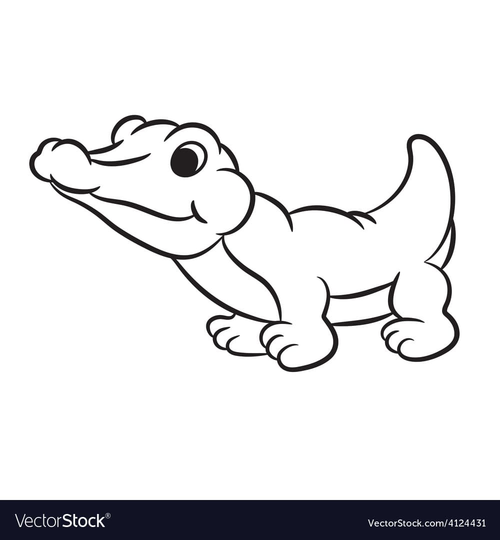 Outlined Crocodile Waving to Print