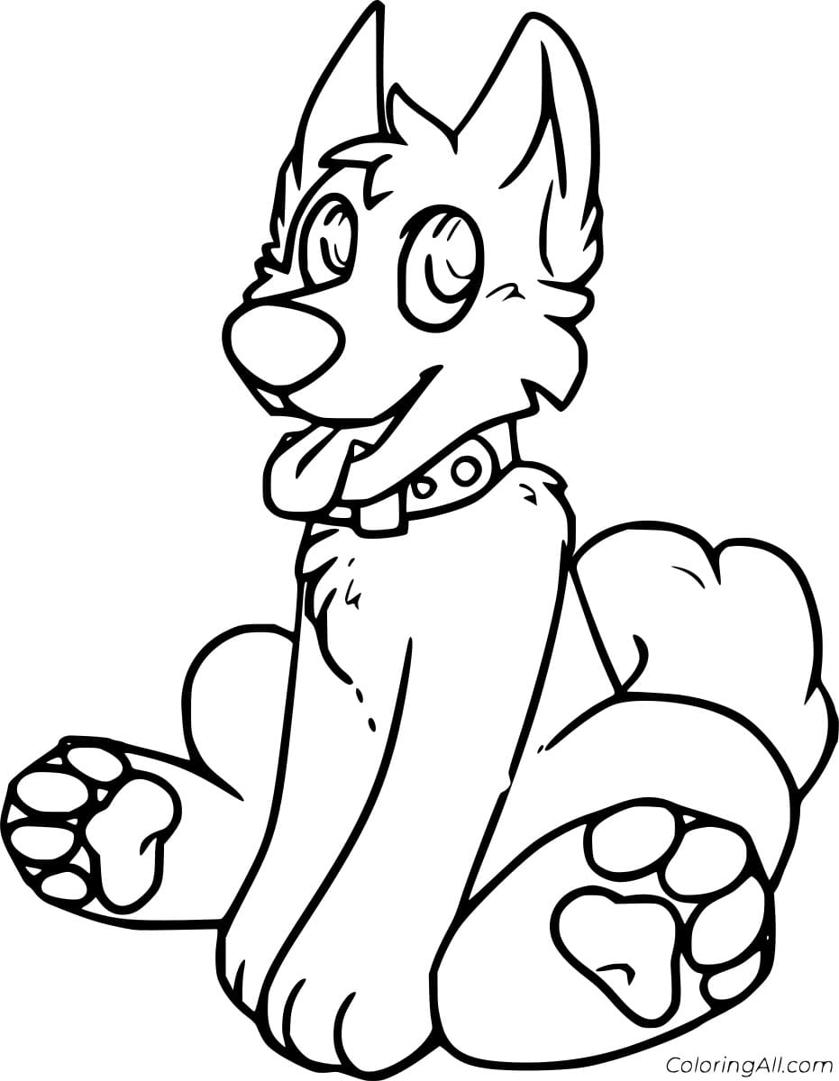 Naughty Cartoon Husky Free Printable