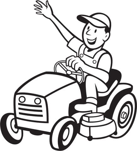 Farmer Riding a Tractor Mower Free