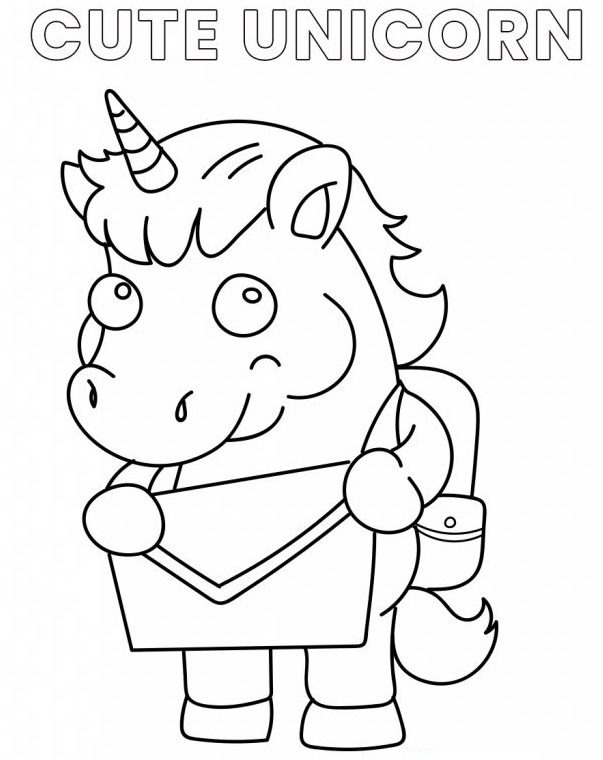 Cute Unicorn Cartoon Going To School