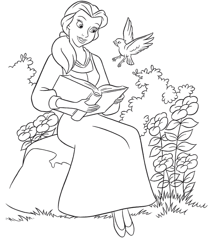 Belle Reading In Garden Disney Princess Dbf2